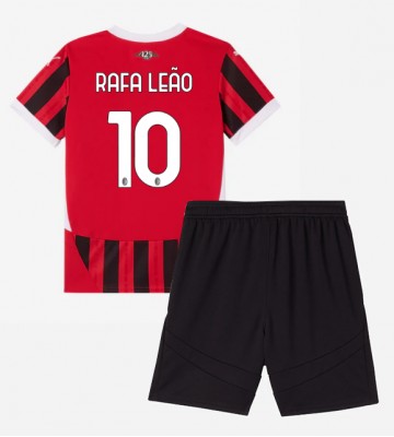 AC Milan Rafael Leao #10 Primera Equipación Niños 2024-25 Manga Corta (+ Pantalones cortos)